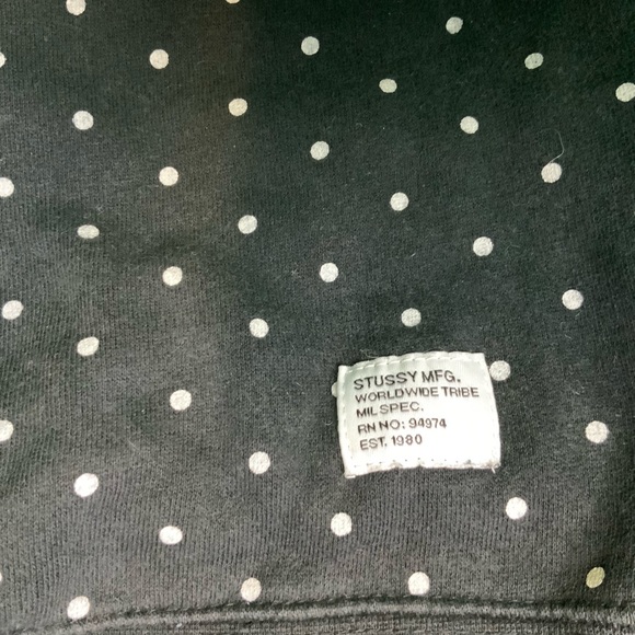 Stussy Black Sweater White Dots Red Logo Size S - Picture 4 of 5